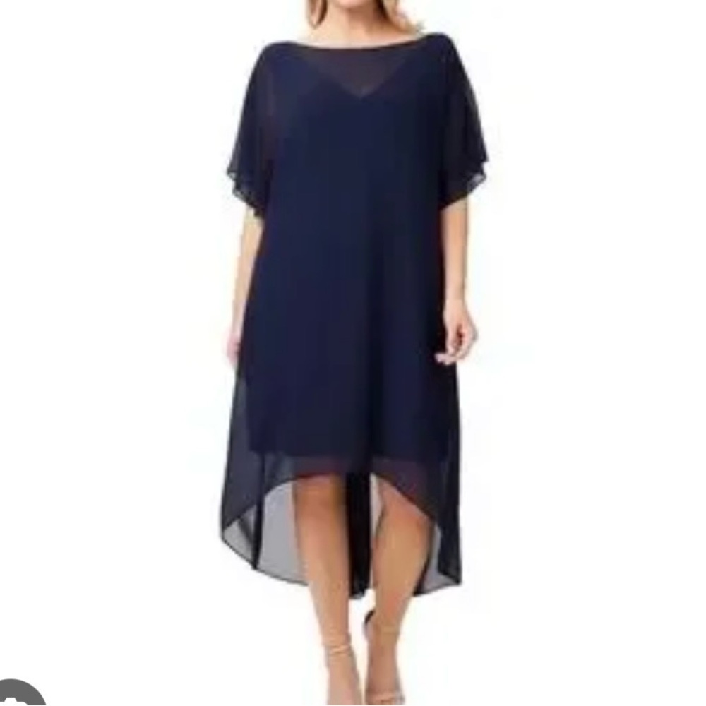 Adrianna Papell Midnight Blue High Low Dress